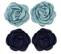 WATIIFUFU 2 Pares de Adornos para Zapatos Flor de Tela 6 Cm Flor de Té Borde Quemado, Accesorios DIY para Decoración de Calzado en Colores Azul Oscuro y Azul Verdoso, Adecuado para Bodas