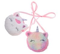 WATIIFUFU 2 Piezas Bolso Bandolera para Mujer y Niña Pequeño de Felpa con Diseño de Unicornio Monedero Portátil y Resistente para Monedas y Objetos Personales de Unidades Colores y