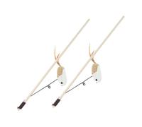 WATIIFUFU 2 Piezas Varita para Gatos Interactiva con Ratón de Plumas y Campana de Unidades para Gatitos Juguetes Estimulantes para Mascotas y Diversión