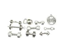 WATIIFUFU 20piezas Colgantes DIY Retro Aleación Plata Antigua Estilo Deportivo Mancuernas Dijes para Collares Accesorios Gimnasio Varios estilos