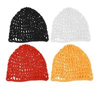 WATIIFUFU 4 Piezas de Gorro de Malla Tejida para Dormir Redecilla de Crochet Transpirable y Ligera Cubierta de Red Cabello Colores y Protección Nocturna para Cabello