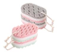 WATIIFUFU 4 piezas Esponjas Exfoliantes de Baño para Mujer y Hombre Esponjas Dobles para Ducha Limpiadoras y Exfoliantes Verde y Gris