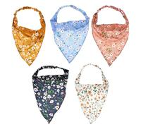 WATIIFUFU 5 Pañuelos Triangulares Elásticos para Mujer Diseño Floral, Tejido Cómodo y Buena Transpirabilidad, Ideales para Viajes y Uso Diario Varios estilos