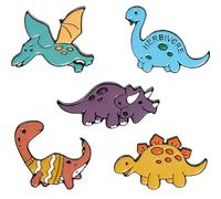 WATIIFUFU 5 piezas Broches de Dinosaurios Caricatura Pins de Solapa para Ropa y Bolsas Set de Insignias de Collar Divertido para Mujeres Regalo de Bisutería Animal para Fiestas y Navidad
