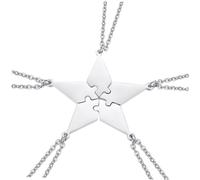 WATIIFUFU 5 piezas Collar de Cinco Puntas para Amistad y Familia Juego Colgante de Acero Inoxidable y Cadena Duradera Accesorio de Moda para Mejores Amigas y Relación Especial