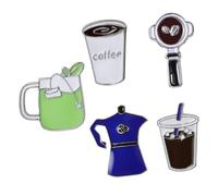 WATIIFUFU 5 piezas Pines Esmaltados Creativos Forma de Máquina de Café Broches Decorativos para Ropa Mochila Sombrero Diseño Único y Fácil de Colocar Accesorios Originales para Regalo
