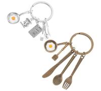 WATIIFUFU Accesorios de Cocina Creativos Forma de Huevo Frito Llavero en Aleación para Recuerdos de Graduación y Decoración de Llavero en Fiestas de Cumpleaños