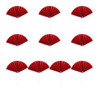 WATIIFUFU Adornos para Tartas No Comestibles en Papel Rojo, Palillos en Forma de Abanico, Set de 10 Unidades (2 Abanicos X 5), Decoración Creativa para Fiestas y Cumpleaños Infantiles