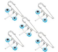 WATIIFUFU Alfileres Decorativos para Ropa 5 Piezas Estilo Turco Ojo Azul, Pin Pequeño de Resina Epoxi y Hierro para Suéter, Vestido y Bolsos, Accesorio Artesanal para Fiesta y Uso Diario