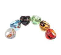 WATIIFUFU Anillos de Cristal Étnicos 6 Piezas Multicolor Interior 17-19 Mm, Anillos de Dedo Tribales y Vidrio Colorido para Uso Diario y Fiesta, Joyas Bohemias Originales
