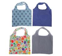 WATIIFUFU Bolsas de Compras Reutilizables Plegables 4 Piezas, Grande 46x40x26 Cm, Poliéster Ligero Resistente, Capacidad 15 Kg, Bolsas Portátiles para Supermercado y Viajes
