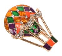 WATIIFUFU Broche de Aleación Forma de Globo Aerostático, Broche de Mujer Goteo de Aceite, Gemas de Imitación Brillantes, Accesorio Festivo para Fiesta y Uso Diario, Joyería Creativa