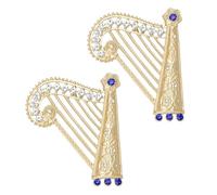 WATIIFUFU Broche de Arpa 3D de Aleación Gemas de Imitación Juego de 2 Piezas Pin Decorativo para Solapa Mochila y Boda Accesorio Bijouterie Femenino Elegante para Eventos