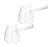 WATIIFUFU Cafetera Turca de Vidrio de Borosilicato Resistente al Calor Asa Lateral 2 Unidades de 450 Ml Tetera Transparente para Calentar Leche y Té Uso Doméstico para Estufa de Gas y