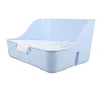 WATIIFUFU Caja de Arena para Conejos Azul, Bandeja de Baño Cuadrada Base Filtrante para Entrenamiento de Mascotas Pequeñas como Conejillos y Hámsteres, Suministros para Mascotas, Higiene
