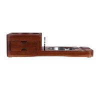 WATIIFUFU Cenicero de Madera y Espacios de Entretenimiento con Soporte Tallado, Cajón Integrado y Bandeja para Vaso de Whisky para Cigarros Adecuado para Reuniones en Casa