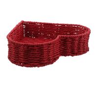 WATIIFUFU Cesta Tejida a Mano en Forma de Corazón Rojo Cuerda de Papel y Estructura de Hierro, Organizador Resistente para Joyas y Objetos Varios en Oficina o Mesita de Noche