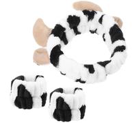 WATIIFUFU Cinta Pelo Mujer Estampado Vaca Diadema Elástica Maquillaje y Limpieza Facial Accesorio Práctico para Spa y Deporte