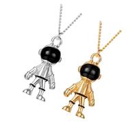WATIIFUFU Collar Astronauta de Metal Estilo Hip Hop para Hombre y Mujer 2 Piezas Dorado y Plateado Collar Pequeño y Divertido para Cadena de Suéter Invierno Joyería Ligera y Creativa