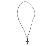 WATIIFUFU Collar Colgante de Cruz de Madera Tallada a Mano, Negro Ébano, Joyería Cristiana Unisex, Collar de Oración para Ceremonia de Bautizo y Uso Diario, Accesorio Religioso