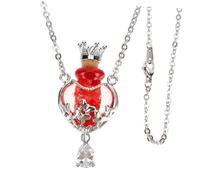 WATIIFUFU Collar Colgante De Vial Corazón Con Adorno En Aleación y Gemas, Collar Minimalista Para Mujer, Decoración Para Cumpleaños y Fiestas, Colgante Rojo Pequeño Para Aceites Esenciales