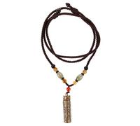 WATIIFUFU Collar Colgante para Hombre Abierto de Latón, Joyería China Contenedor para Aceite Esencial, Diseño Minimalista, Cuerda Trenzada Resistente, Uso Diario y Protección Espiritual