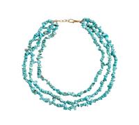 WATIIFUFU Collar De Grava Multicapa Bohemio Piedras Naturales Azul Arena, Joyería Creativa Para Mujer, Uso Diario y Viajes, Diseño Único y Ligero