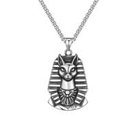 WATIIFUFU Collar Hombre Acero Inoxidable Estilo Egipcio con Dije Gato Pharaón Protector Elegante y Duradero para Uso Diario y Eventos
