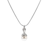 WATIIFUFU Collar Urna para Cenizas de Acero Inoxidable Colgante de Cristal en Forma de Flor de Loto, Joyería Conmemorativa para Mujer, Colgante Abierto y Decorativo, Cadena Plateada