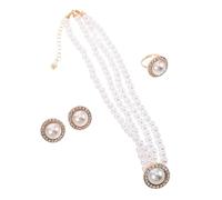 WATIIFUFU Conjunto de Joyas de Perlas de Imitación para Mujer con Collar, Pendientes y Anillo, Estilo Vintage Clásico, Ligero y Cómodo para Bodas y Fiestas