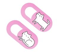 WATIIFUFU Cubierta Deslizante para Cámara Web y Portátil Diseño de Gato Rosa, Protección de Privacidad, Delgada y Ligera para Ordenadores, Tablets y Móviles, Set de 2 Unidades