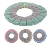 WATIIFUFU Funda de Asiento de Inodoro de Punto Suave 37x42 Cm, Cojín Cálido para Baño Invierno con Asa, 4 Piezas Gris Combinado para Hogar y Viaje, Almohadilla Lavable y Flexible