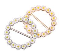 WATIIFUFU Hebillas de Bufanda Redondas Metálicas, Hebillas de Ropa Decorativas de Metal, Diseño Margarita, Dorado y Plateado, 2 Unidades, para Mujer, Uso en Bodas, Fiestas y Diario