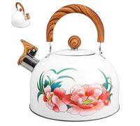 WATIIFUFU Hervidor de Agua Silbante de Acero Inoxidable Blanco Capacidad de 3l, Mango Cómodo y Protección Antiquemaduras Adecuado Cocina y Amantes del Café