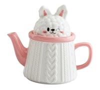 WATIIFUFU Jarra de Cerámica Forma de Conejo Tetera Resistente al Calor Capacidad Grande Contenedor de Agua para Hogar y Restaurante Jarra de Té y Leche Decorativa