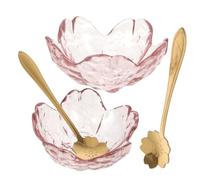 WATIIFUFU Juego de 2 Cuencos de Vidrio Pequeños para Aceites Esenciales con 2 Cucharas Metálicas, Cuencos Faciales Delicados para Spa y Masaje en Salones de Belleza, Tazones para Mezclar