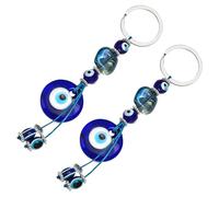 WATIIFUFU Llavero Turco del Mal de Ojo Azul Colgante Decorativo Vintage, Pack 2 Piezas, Accesorio para Bolso y Llavero, Amuleto Protector para Mujer y Hombre