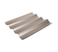 WATIIFUFU Molde para Hornear Pan Francés de 4 Ranuras, Bandeja Antiadherente Dorada Multifunción, Utensilio para Hornear Baguettes en Horno Doméstico y Profesional