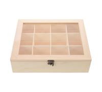 WATIIFUFU Organizador para Balones de Secadora de Madera con Tapa Transparente, Caja de Almacenamiento para Suministros de Lavandería, Contenedor Separado 30x30x5 Cm, Adecuado para Cuarto