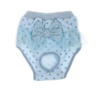 WATIIFUFU Pantalones Fisiológicos para Perros Talla S en Color Azul, Bragas de Pañal Reutilizables de Algodón Transpirable, Diseño Lazo para Cachorros, Protección Higiénica para Mascotas