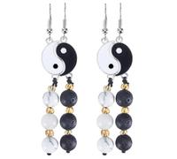 WATIIFUFU Pendientes Colgantes Yin Yang para Mujer, 2 Pares de Aleación de Zinc Blanco, No se Rompen Fácilmente, Reutilizables para Vida Diaria y Ocasiones Obsequios