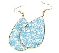 WATIIFUFU Pendientes de Lágrima Colgantes Barrocos para Mujer, Aleación Metálica Ligera, Gancho Seguro, Adolescentes, Uso Diario y Fiestas, Color Azul Claro, Diseño Original y Resistente