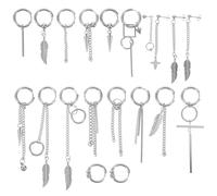 WATIIFUFU Pendientes para Hombre de Acero Inoxidable Cadena Larga y Aro Colgante, Diseño Elegante y Moderno para Cualquier Ocasión, 1 Set de Joyería