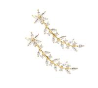 WATIIFUFU Pendientes Trepadores de Flores con Circonitas Elegantes y Delicados para Mujer Bodas y Fiestas Diseño Clásico y Brillante Color Dorado