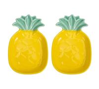 WATIIFUFU Platos de Cerámica para Condimentos Forma de Piña, Juego de 2 Piezas, Diseño Creativo, Ligeros y Portátiles, Ideales para Salsa de Soja, Aperitivos y Uso Doméstico