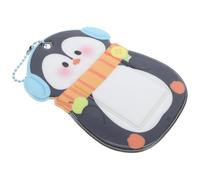 WATIIFUFU Portatarjetas Dibujos Animados Pingüino Negro de PVC, Soporte para Tarjetas de Identificación Llavero, Uso Diario para Estudiantes, Diseño Compacto y Resistente