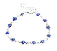 WATIIFUFU Pulsera de Ojo Turco Azul Profundo, Cuentas Auténticas de Mal de Ojo, Accesorio Femenino de Protección contra Energía Negativa, Pulsera de Mano para Mujer, Joyería Tradicional