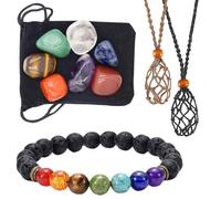 WATIIFUFU Pulsera de Piedras Naturales Irregulares Grandes para Yoga Set Bolsa de Cuerda Tejida para Colgante Accesorio Decorativo para Collares Soporte Porta Collares para Bricolaje