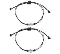 WATIIFUFU Pulsera Vintage Ajustable de Aleación con Diseño de Brújula, Ligera y Creativa, Paquete de 2 Piezas con Cuerda de Cera Adecuado para Fiestas y Ocasiones Obsequios
