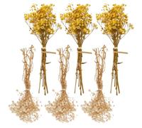 WATIIFUFU Ramo de Flores Secas de Aliento de 6 Piezas, Mini Ramo 12 Cm, Colores Amarillo y Marfil, Accesorio Decorativo para Bodas, Hogar y Centro de Mesa